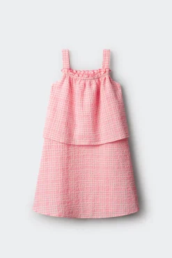Vestido duplo estampado vichy menina