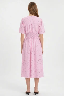 Vestido midi de manga curta estampado