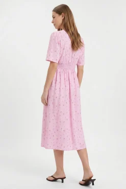 Vestido midi de manga curta estampado