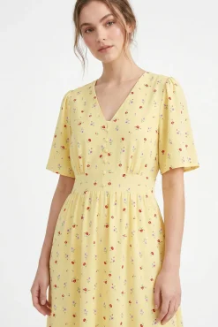 Vestido midi de manga curta estampado