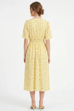 Vestido midi de manga curta estampado
