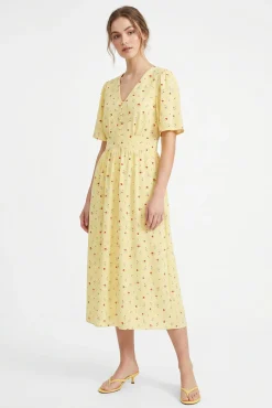 Vestido midi de manga curta estampado