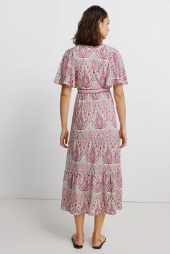 Vestido midi de manga curta estampado