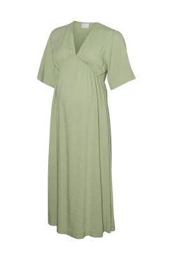 Vestido midi de maternidade e amamentação