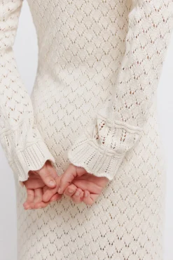 Vestido midi em malha pointelle