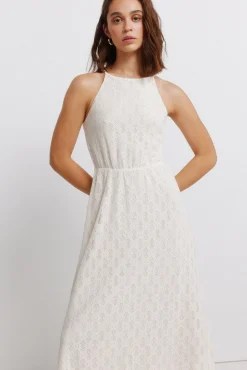 Vestido midi halter bordado