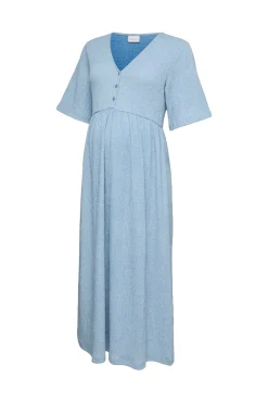 Vestido midi maternity decote em bico