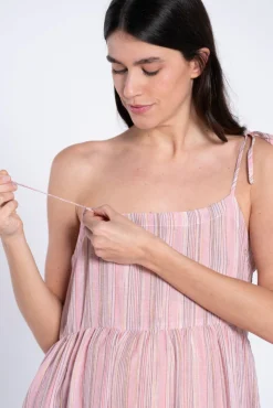 Vestido pré-mamã maxi às riscas