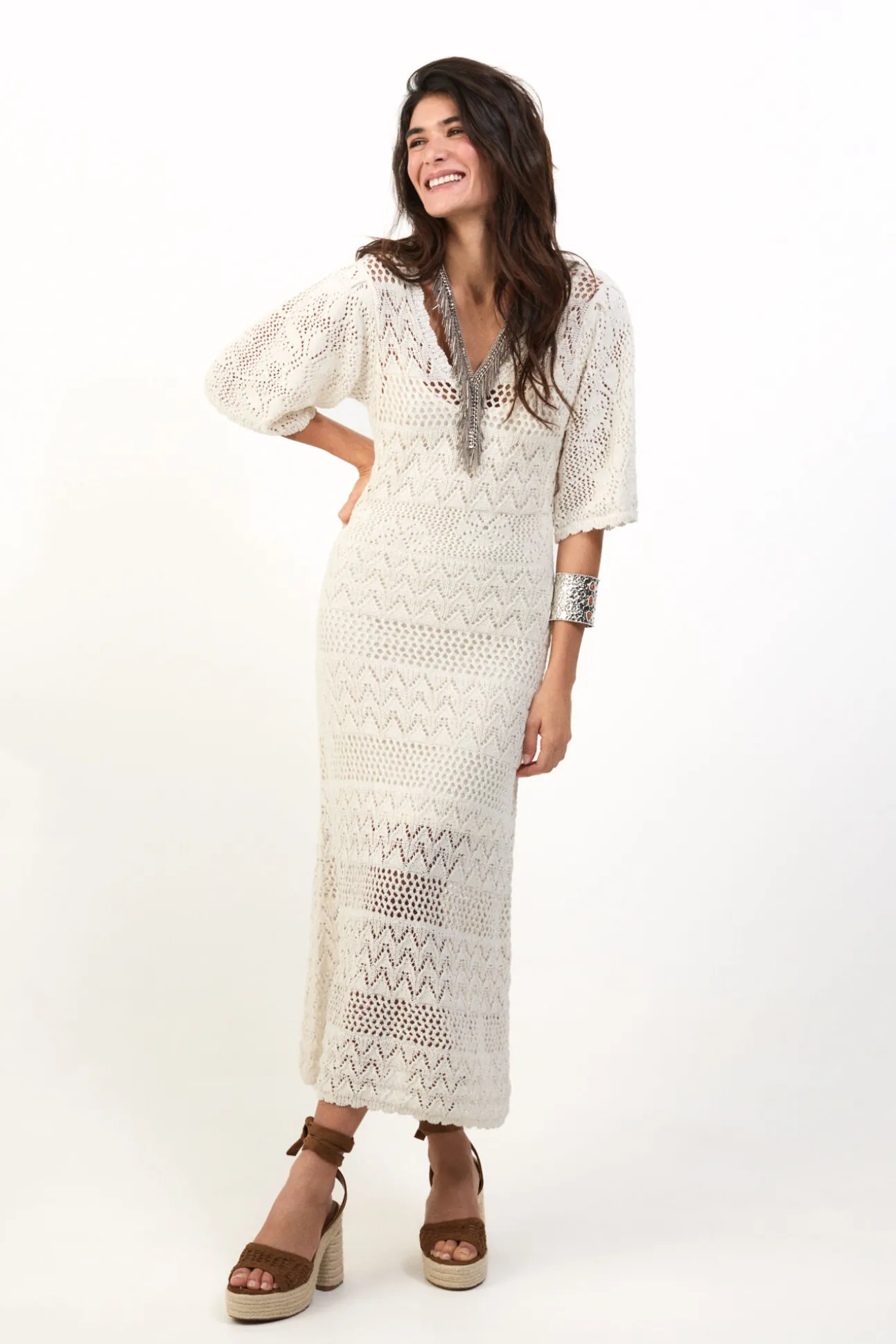 Vestido punto calado