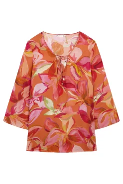 Vestido túnica curta estampado maxi floral