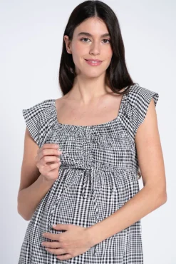 Vestido vichy com smock no peito