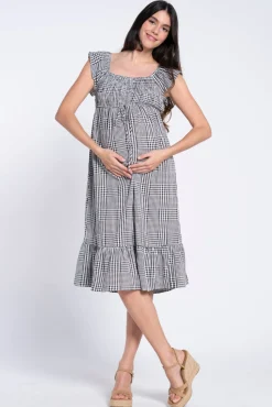 Vestido vichy com smock no peito